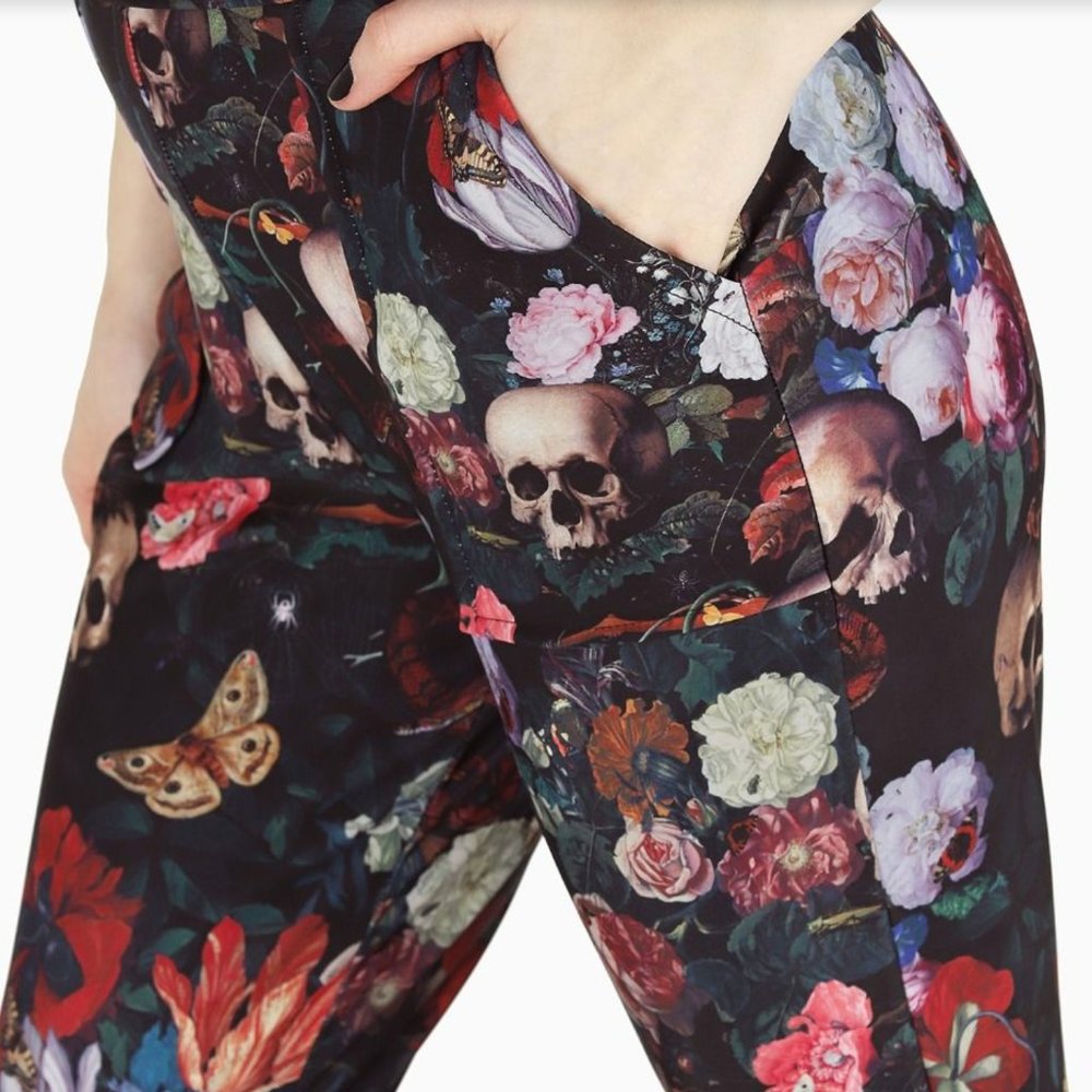 XS Black Milk Garden of Ancient Dead Cuffed Pants